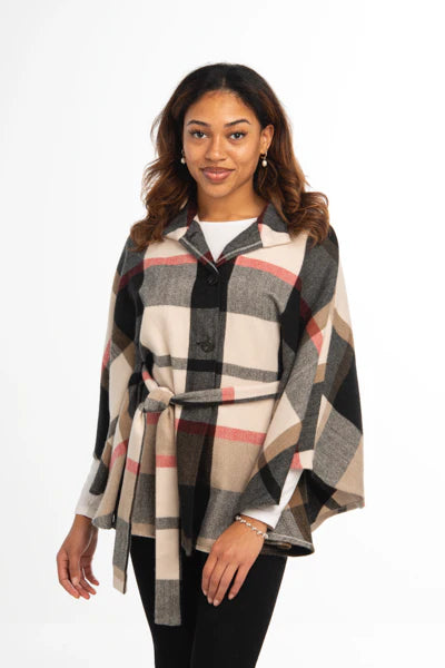 Plaid belted wrap - 2 COLORS