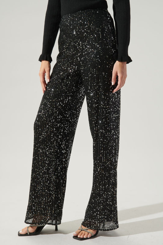 Black & silver sequin pants