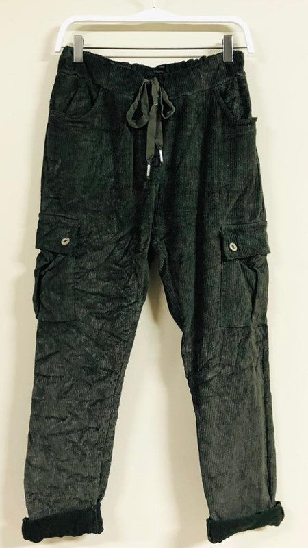 Dark green corduroy joggers