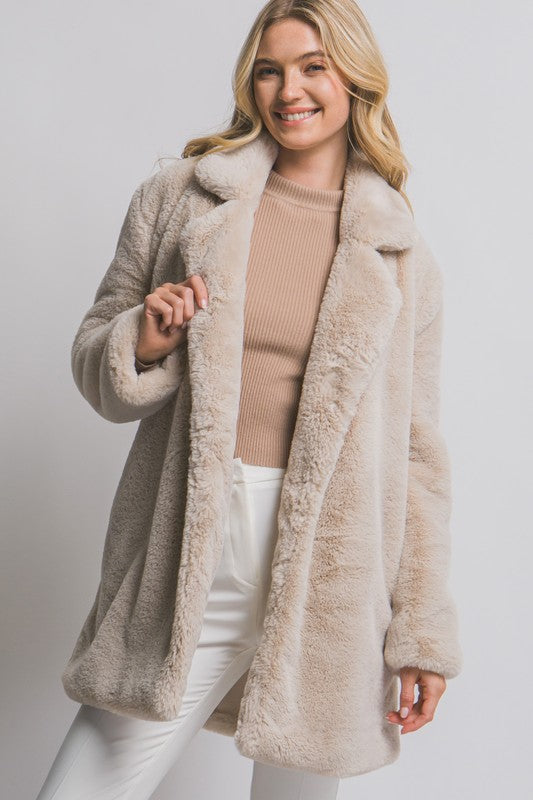 Beige fur jacket
