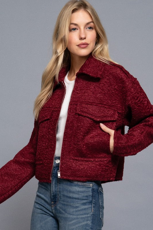 Burgundy boucle jacket