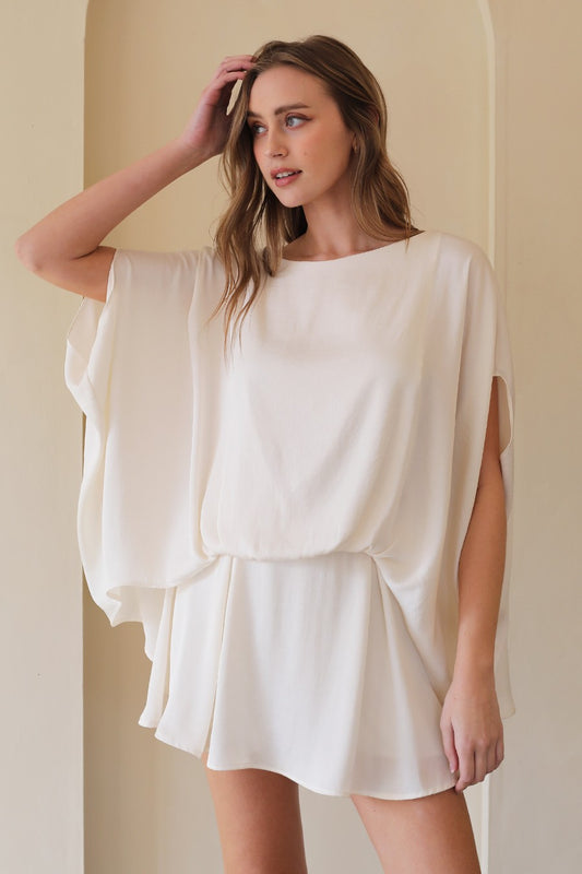 Poly silk caftan top