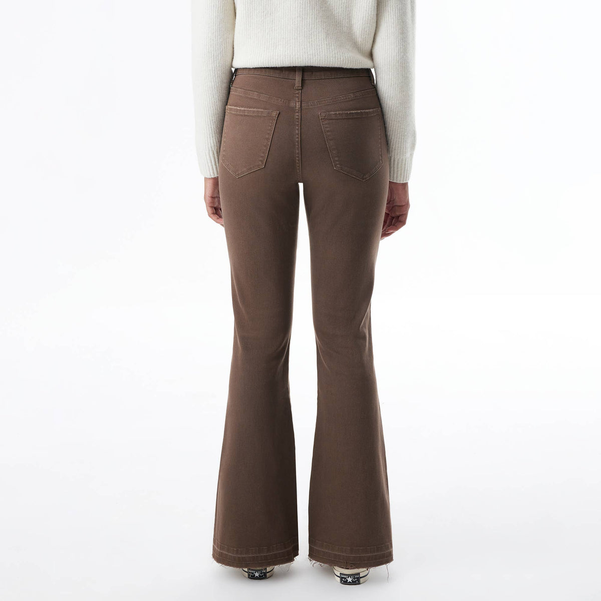 High Rise Flare Leg Jeans with Side Slits OSF1037