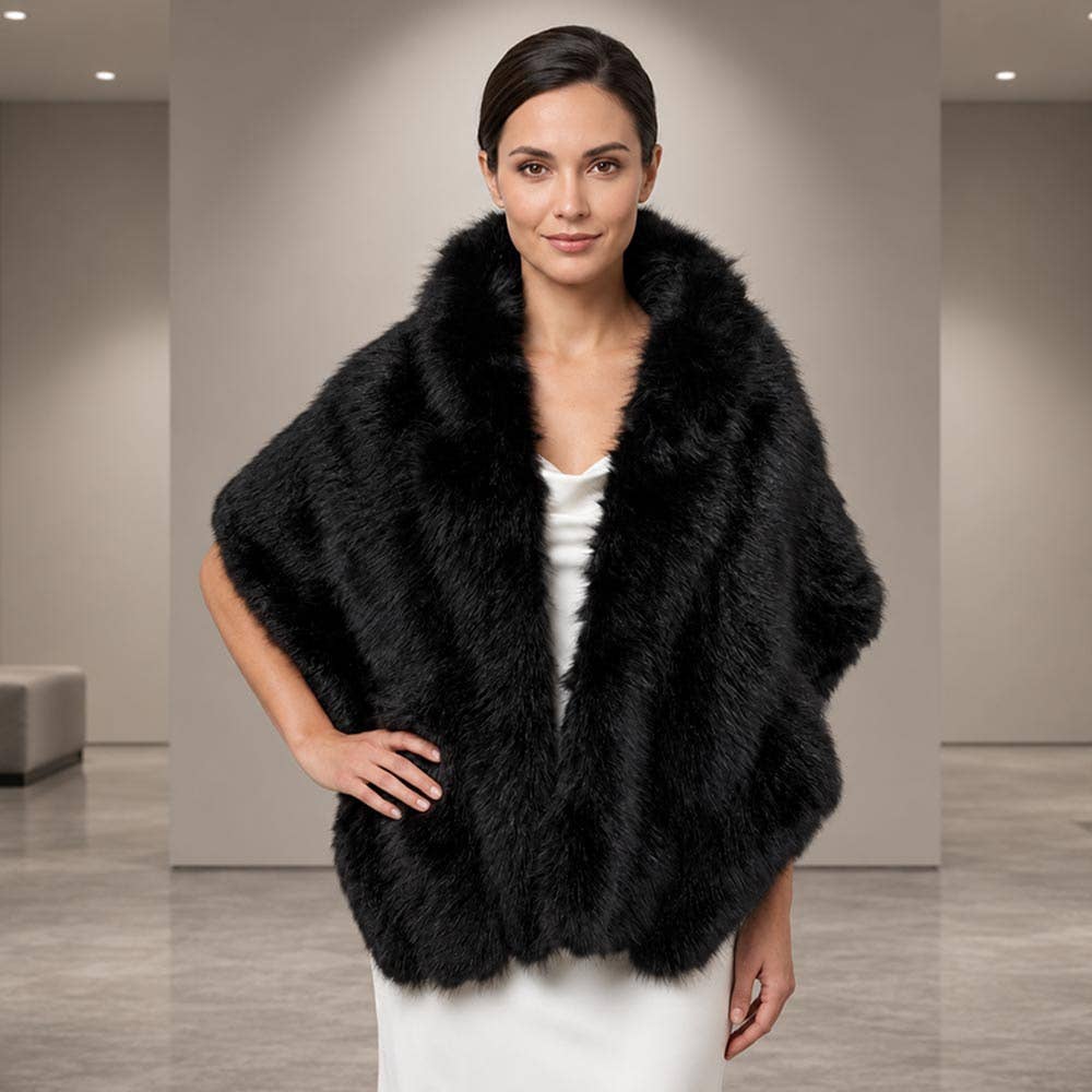 Faux Fur Shawl Wrap Poncho