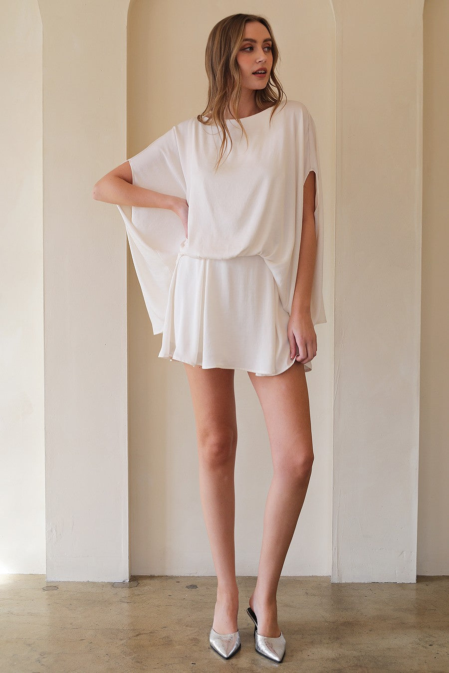 Poly silk caftan top