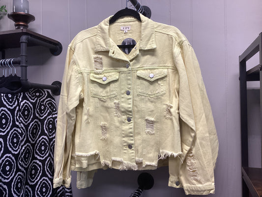 Lemon distressed denim jacket