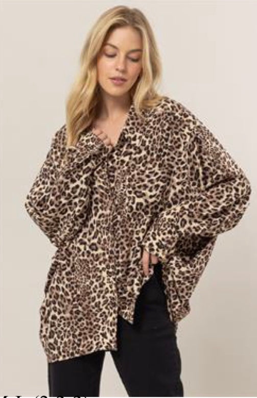 Leopard print button down blouse