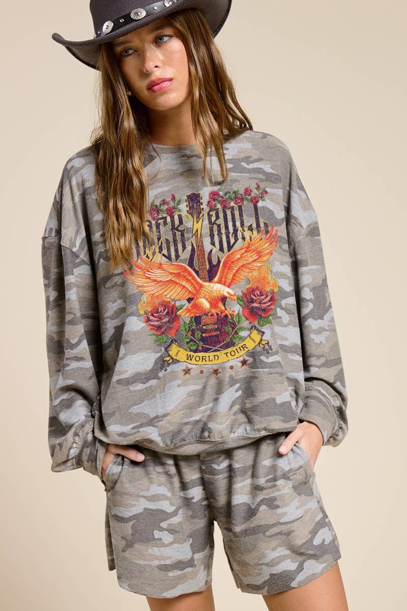 Rock N Roll World Tour Graphic L/S French Terry Pullover