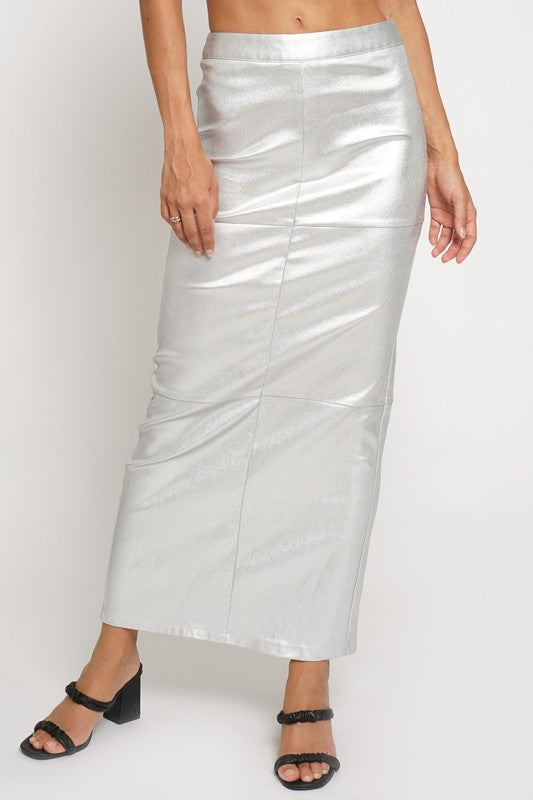 Metallic slim maxi skirt