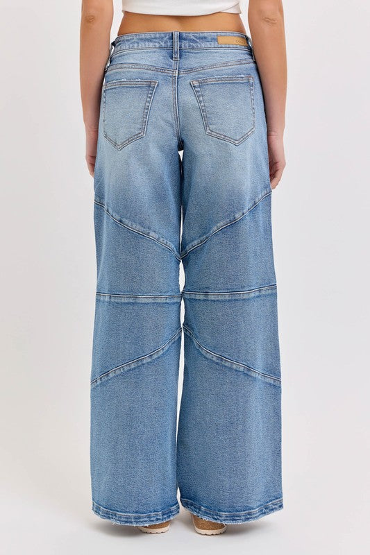 Low rise wide leg with seam details by Cello