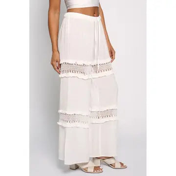 Open lace detail drawstring pant