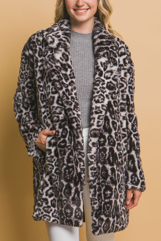 Gray & black leopard coat