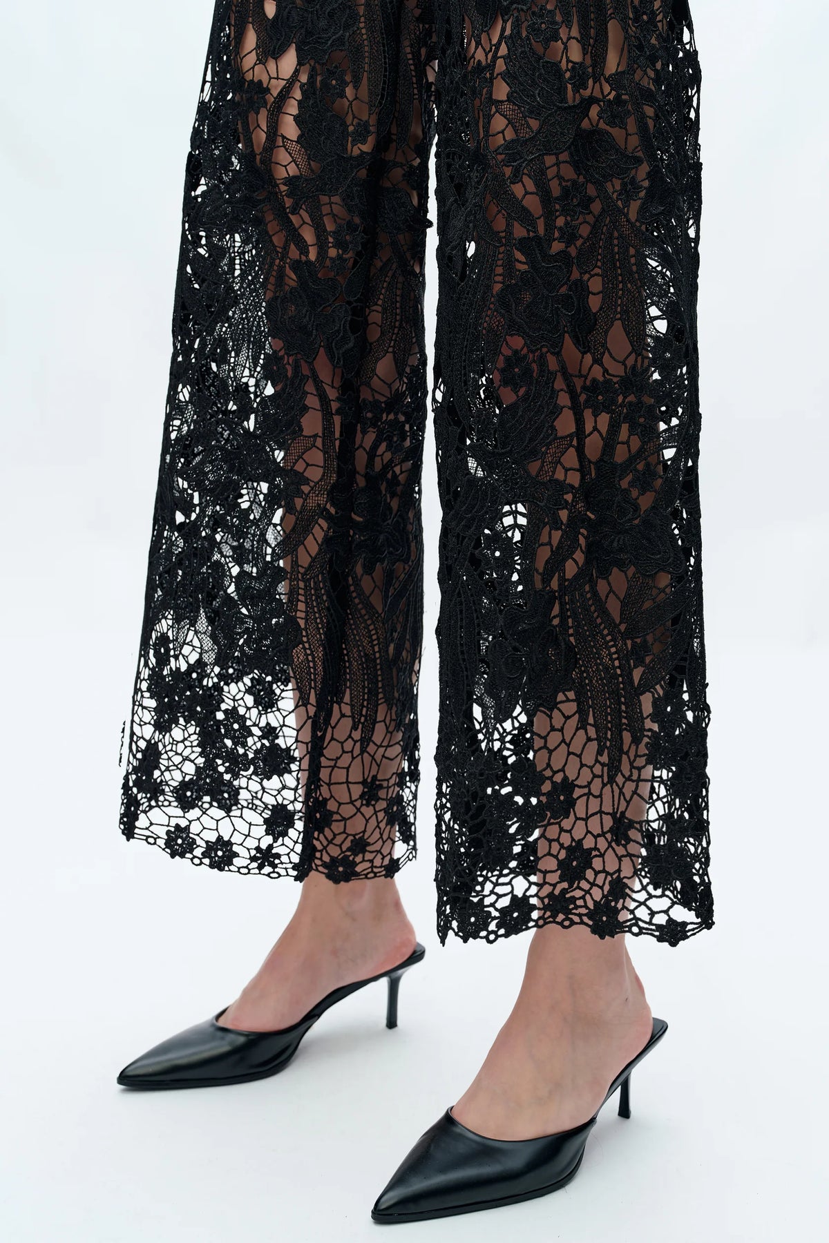 Black lace bottom denim