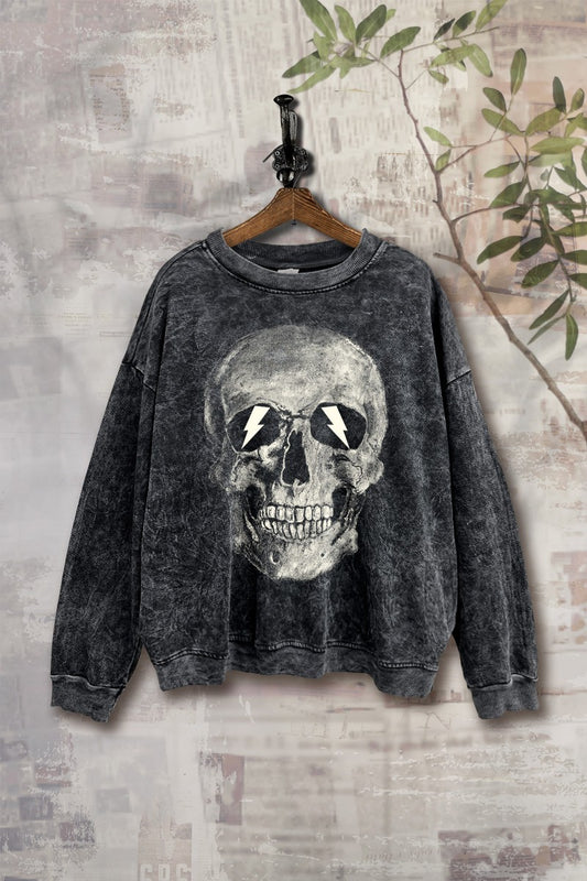 Mineral washed vintage skull sweatshirt