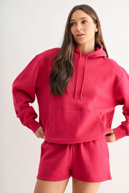 Cotton blend drop shoulder hoodie (3 colors)