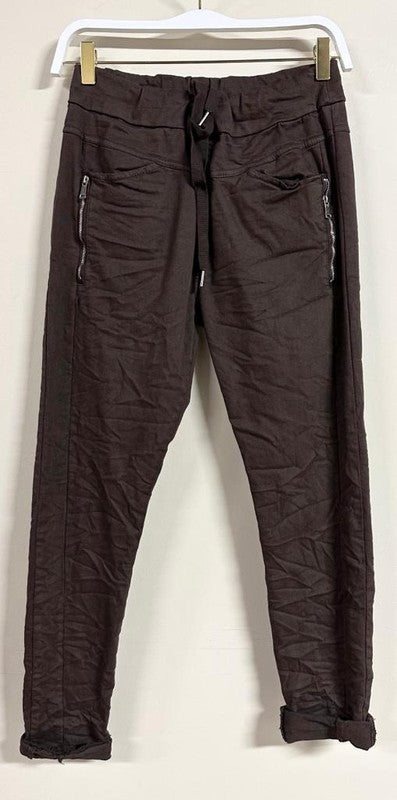 Side zipper crinkle joggers