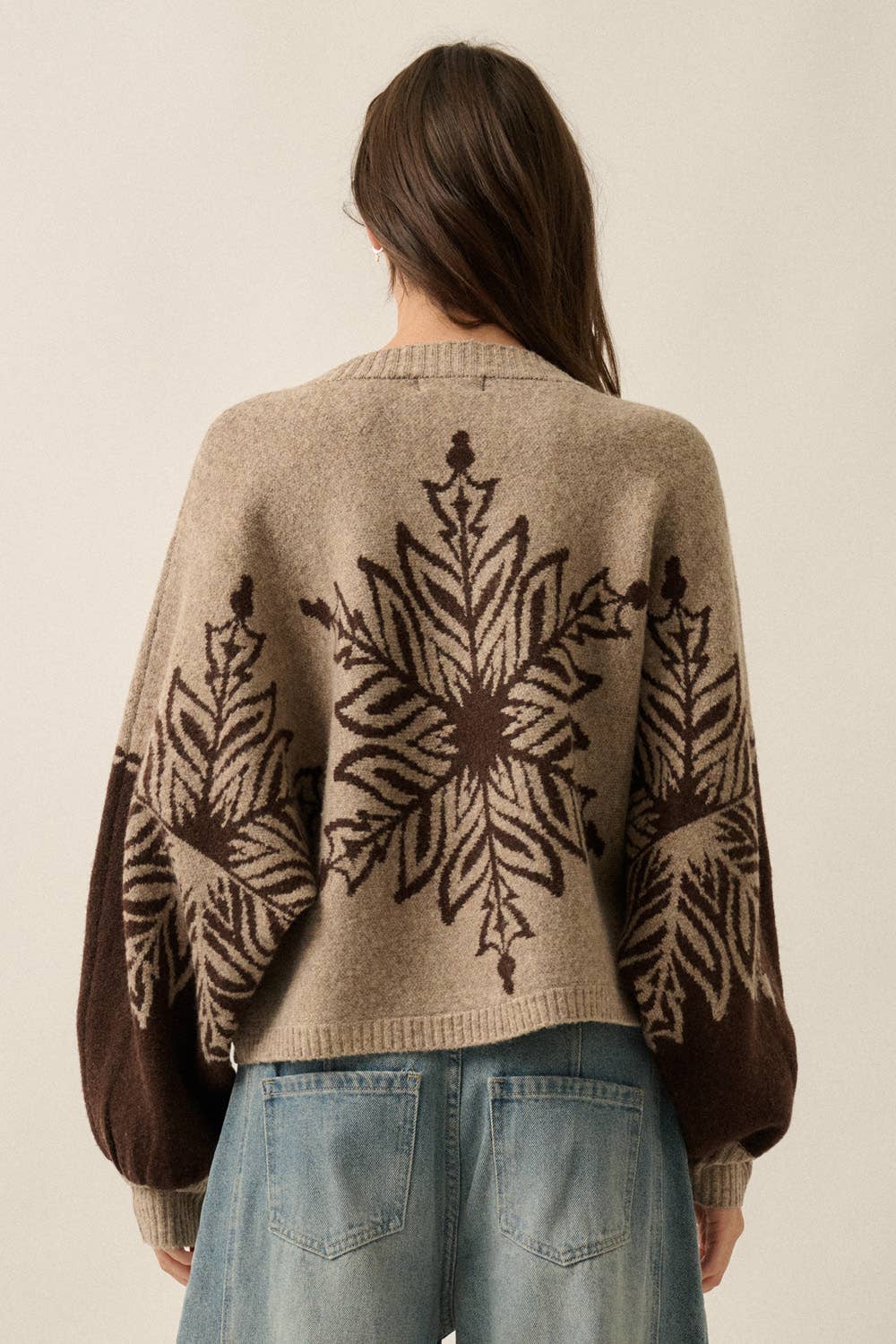 Snowflake Jacquard-Knit Dolman-Sleeve Sweater
