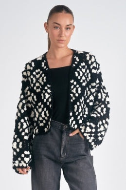 Black & white crochet cardigan by Elan