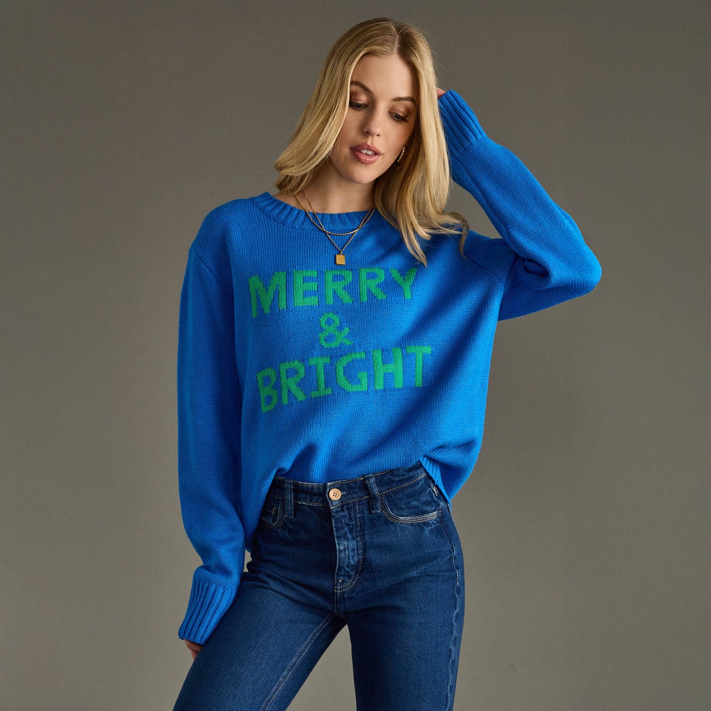 Royal Blue Merry & Bright Sweater