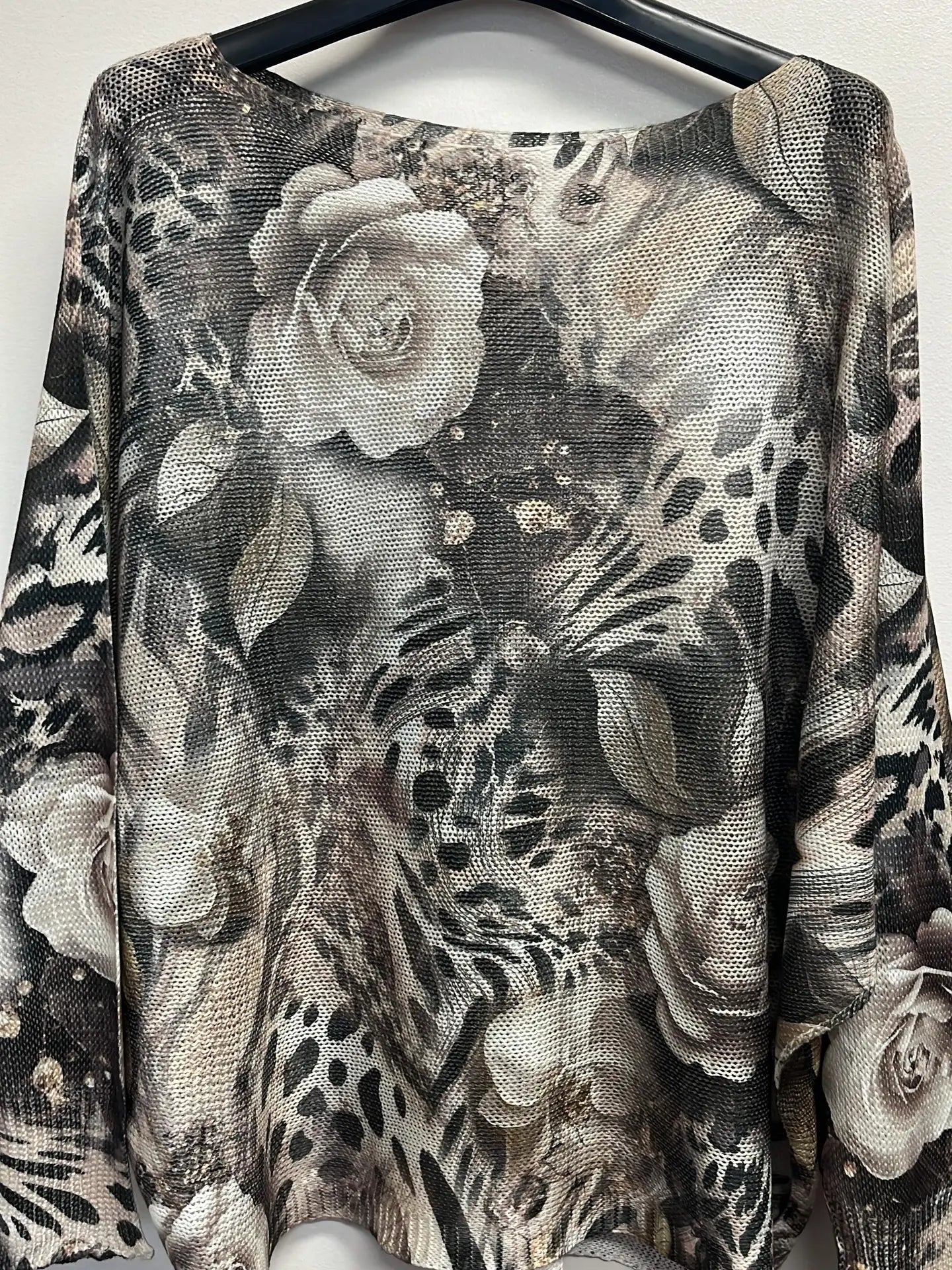 Rose leopard printed sweater - ONE SIZE