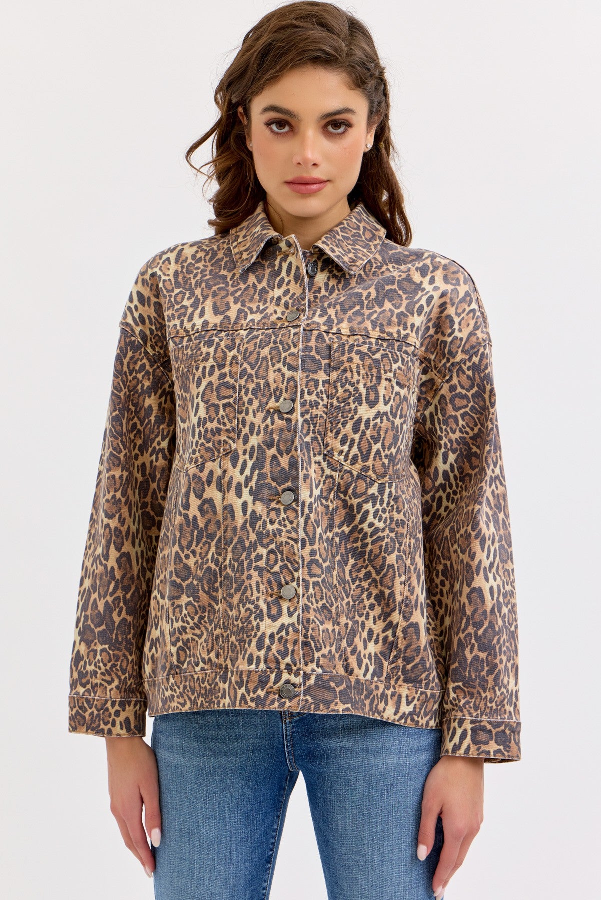 Leopard denim jacket
