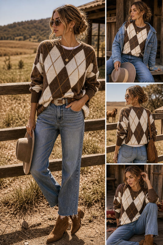 Argyle oversized sweater