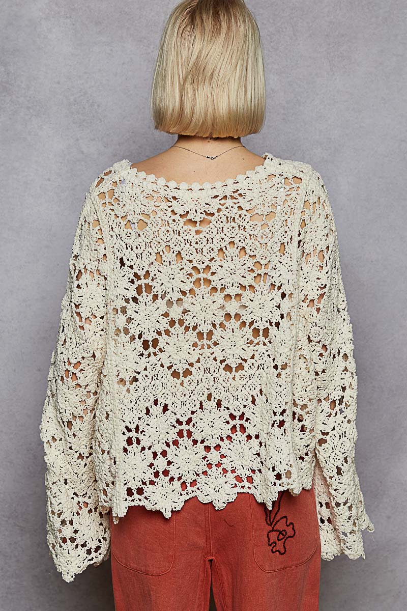 Bell sleeve crochet sweater (2 colors)