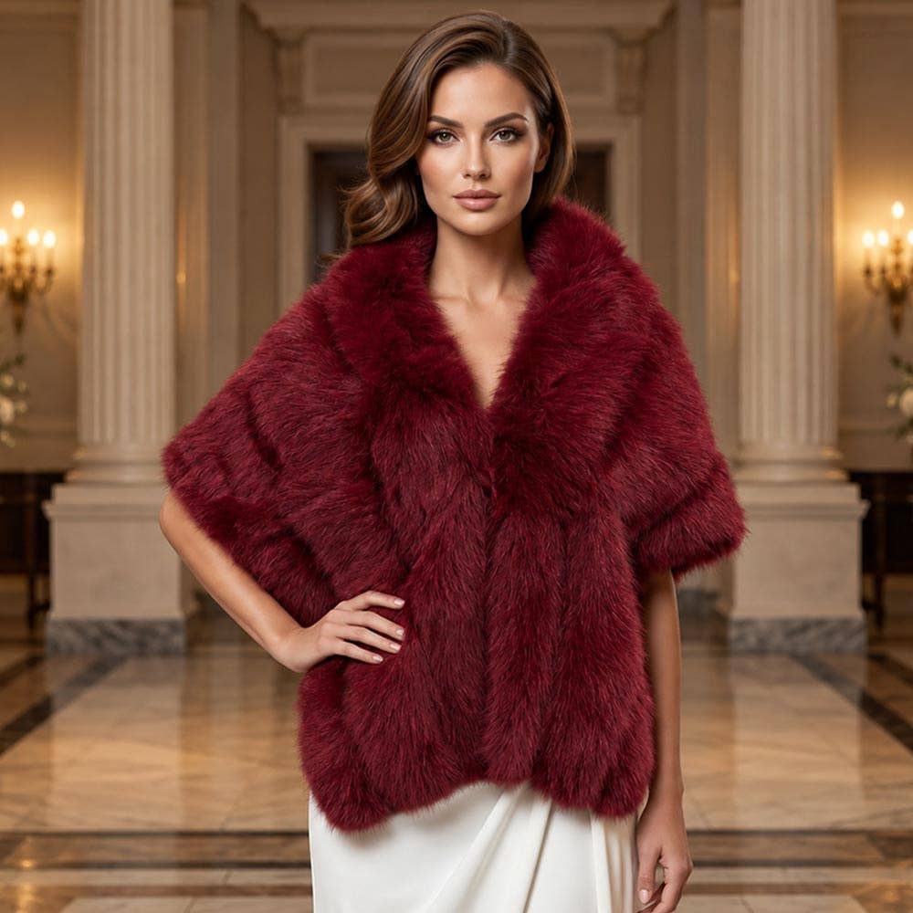 Faux Fur Shawl Wrap Poncho