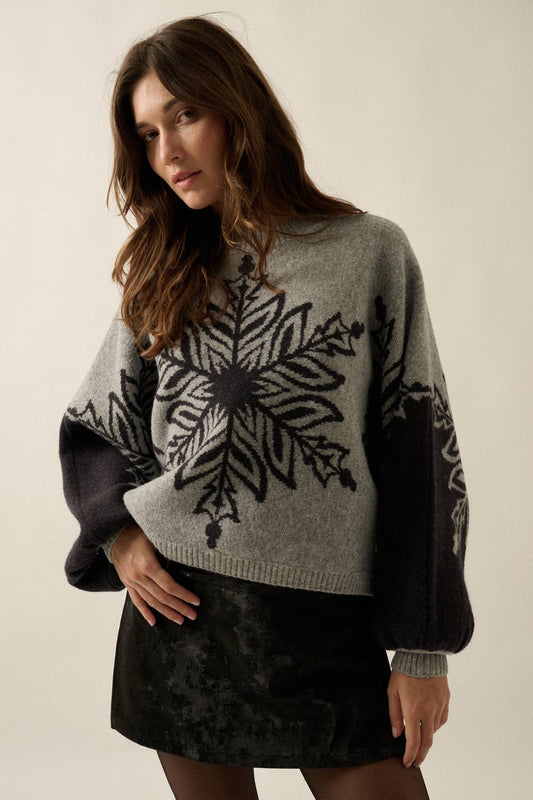 Snowflake Jacquard-Knit Dolman-Sleeve Sweater