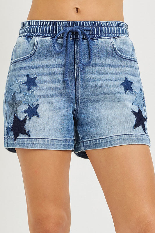 Slouchy star pattern pull on shorts by Risen