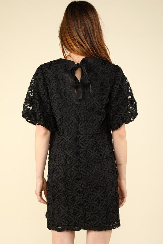 Black lace short sleeve dress