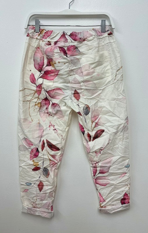 Pink floral print crinkle jogger