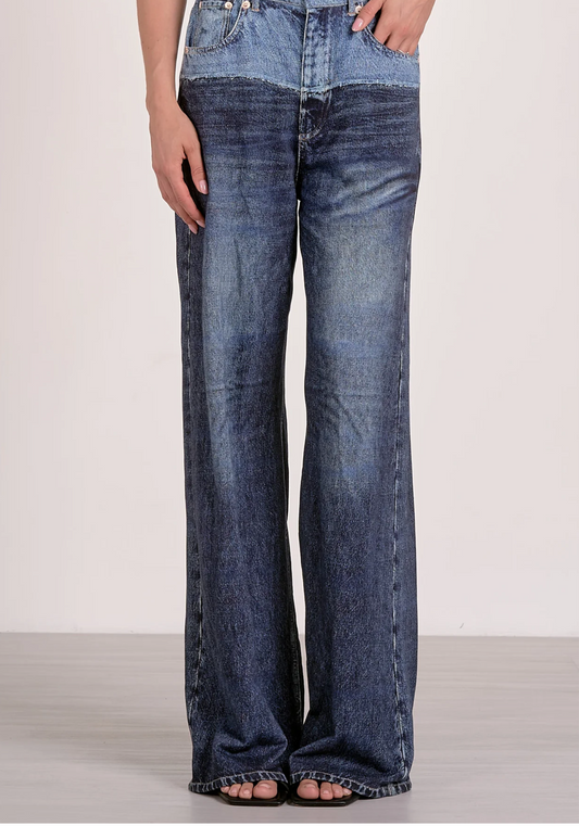 Two tone sweatpant jeans by Elan