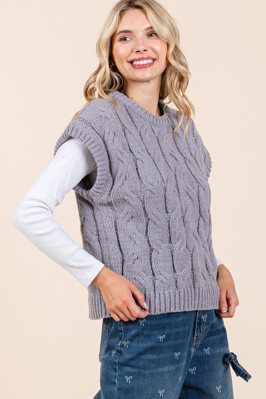 Cable sweater vest