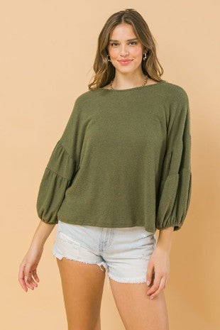 Super soft lightweight bubble sleeve sweater