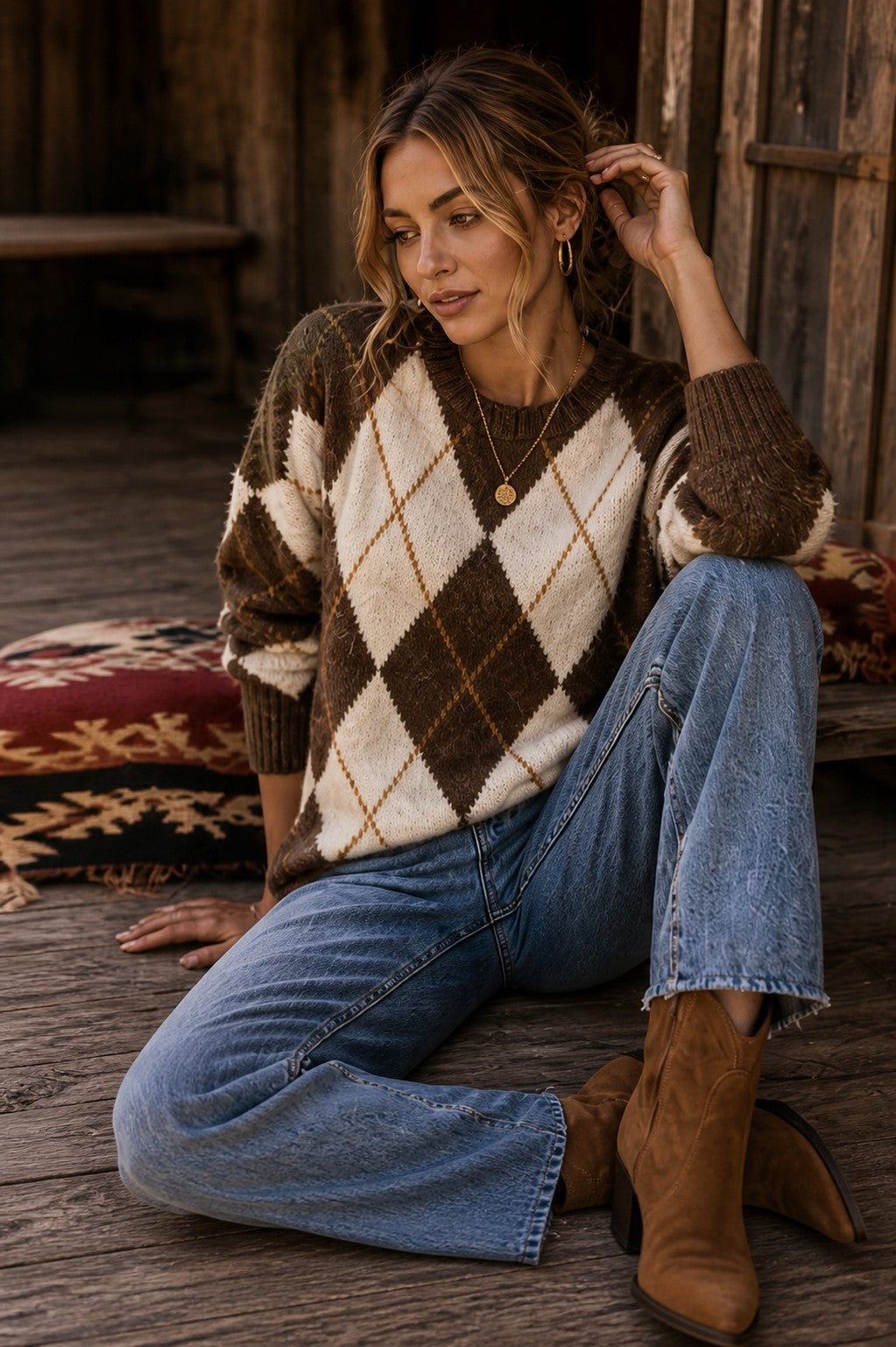 Argyle oversized sweater