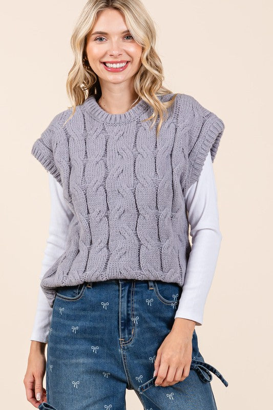 Cable sweater vest