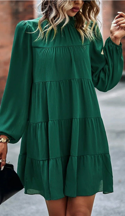 Emerald tiered tie back dress