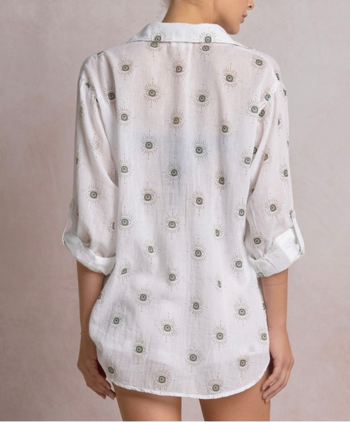 Evil eye button down by Elan