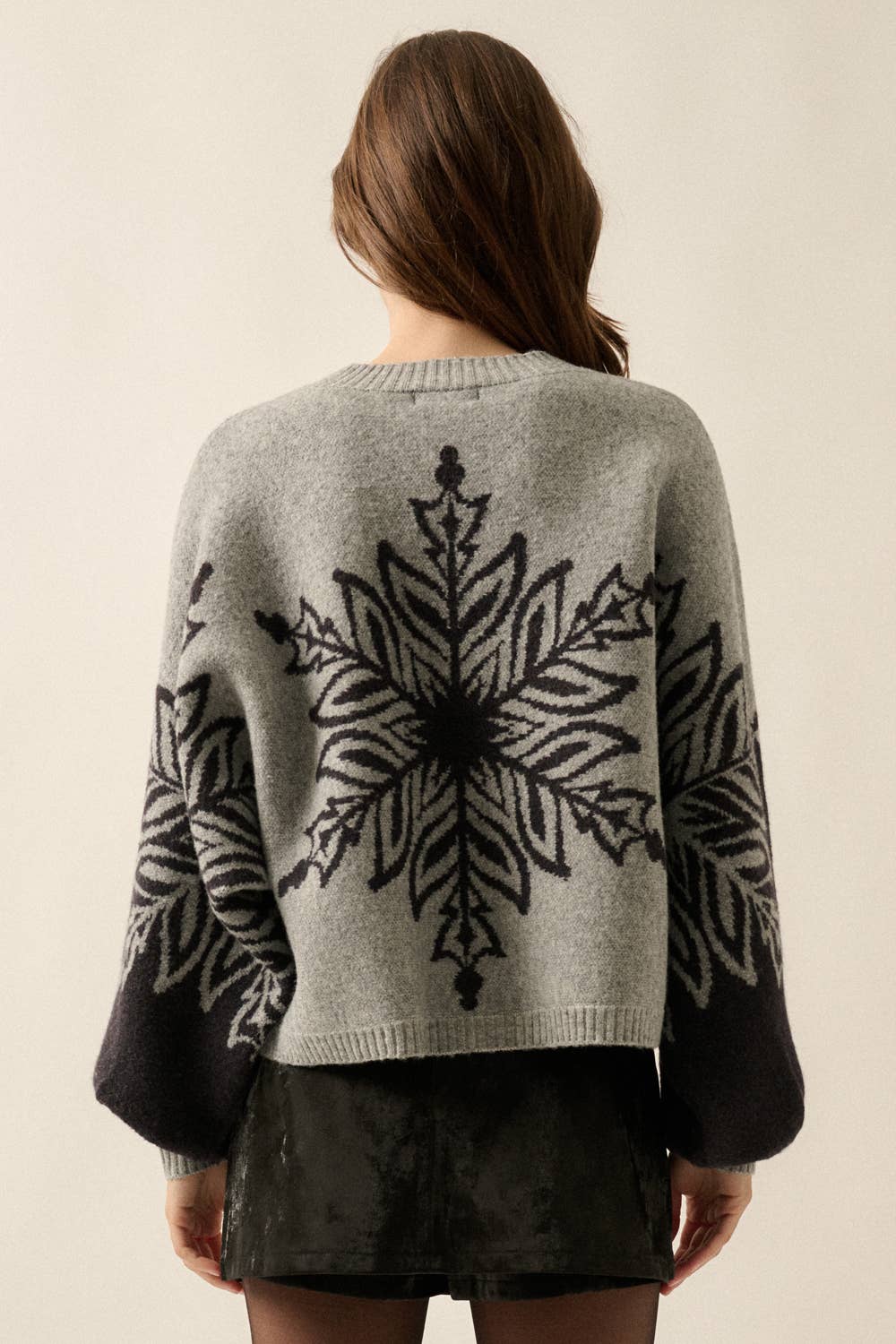 Snowflake Jacquard-Knit Dolman-Sleeve Sweater