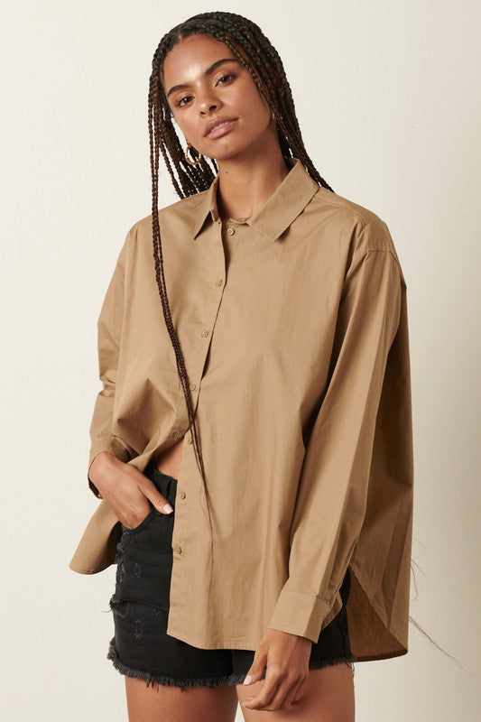 Poplin button down shirt