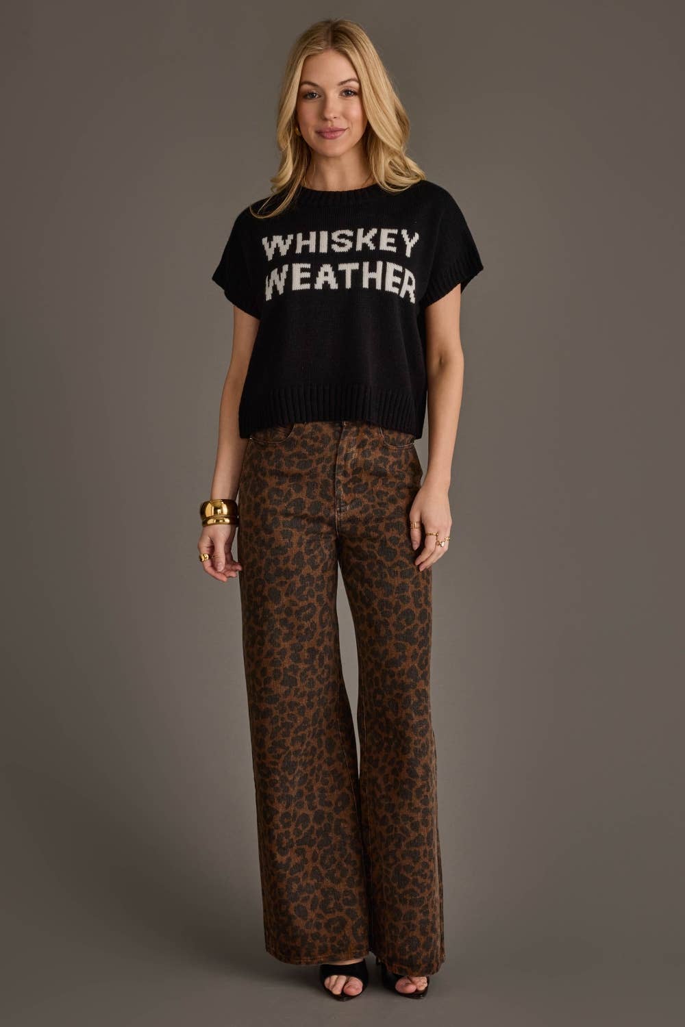 Black & White Whiskey Weather Short Sleeve Sweater