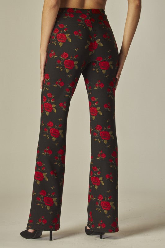 Rose pattern scuba pant