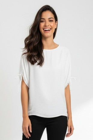 Dolman sleeve blouse w/drawstring sleeve (2 colors)
