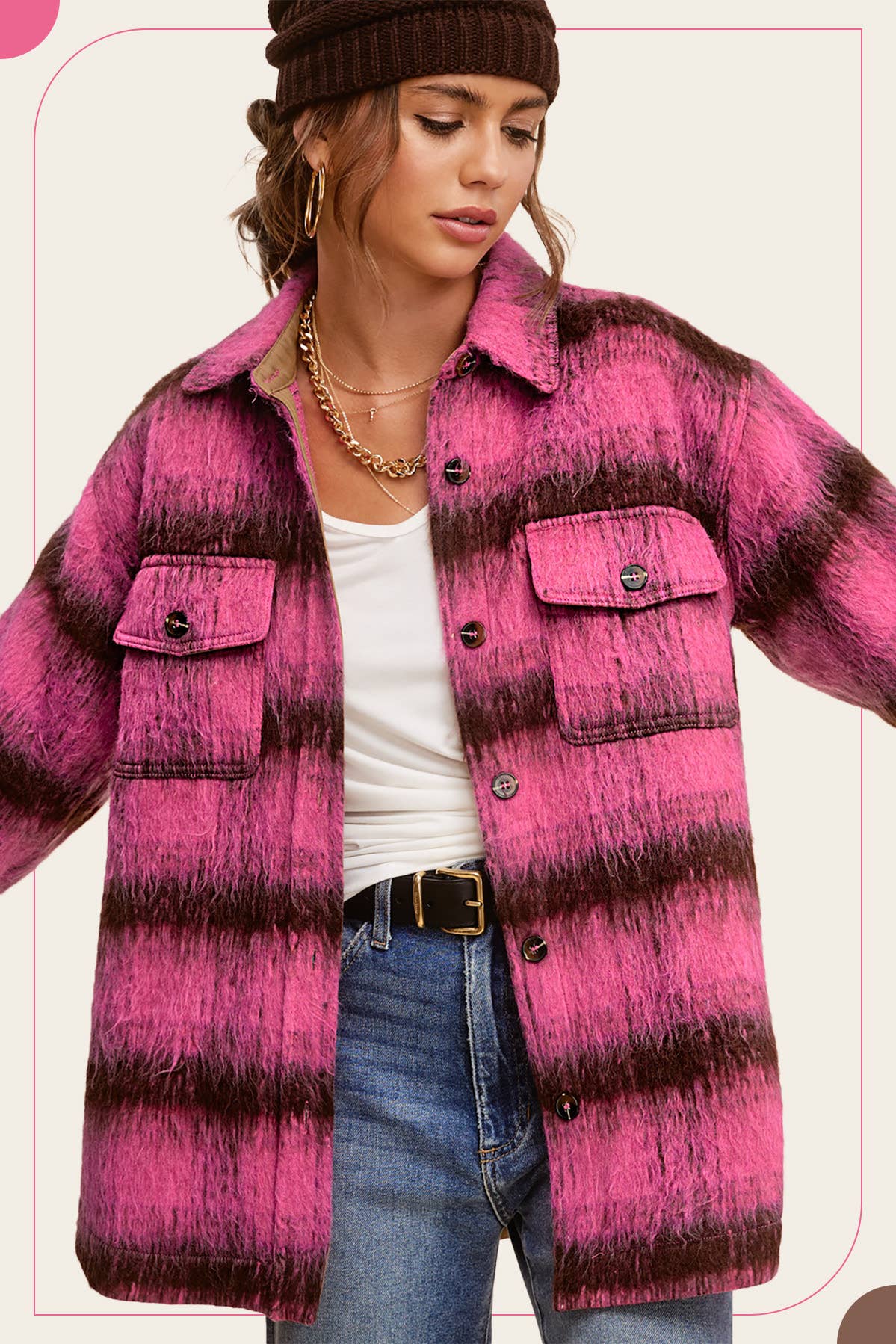 JKT1800-Brushed Mohair Button Down Oversized Jacket Fall