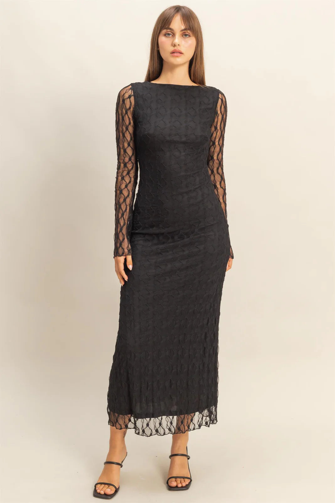 Lace overlay long dress