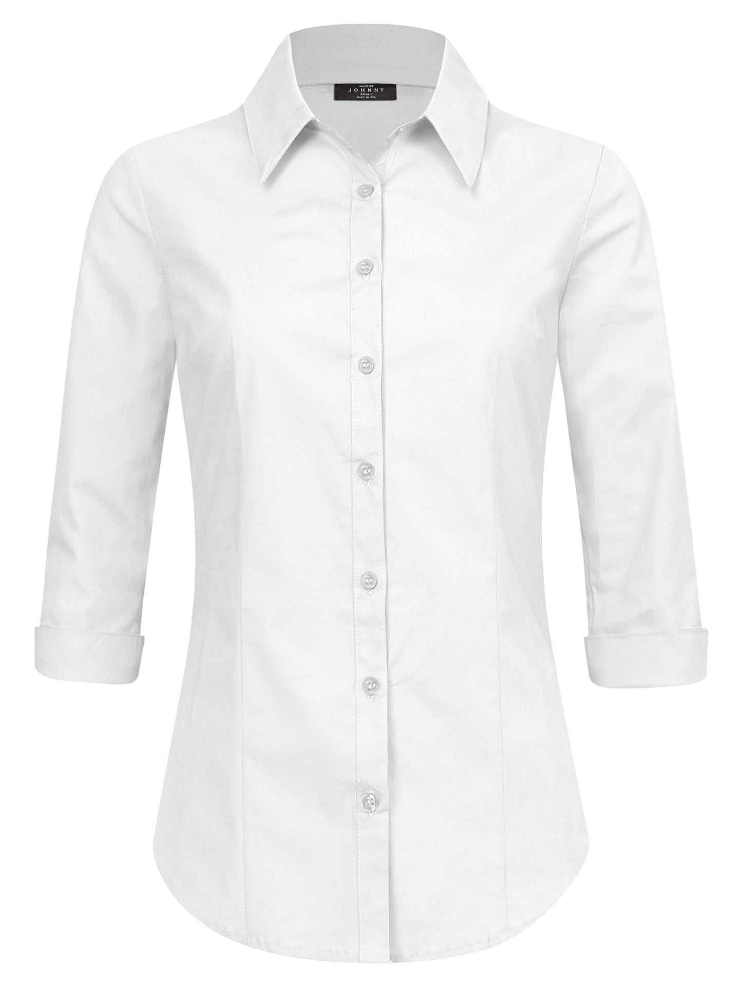 Solid button down 3/4 sleeve stretchy shirt (2 colors)