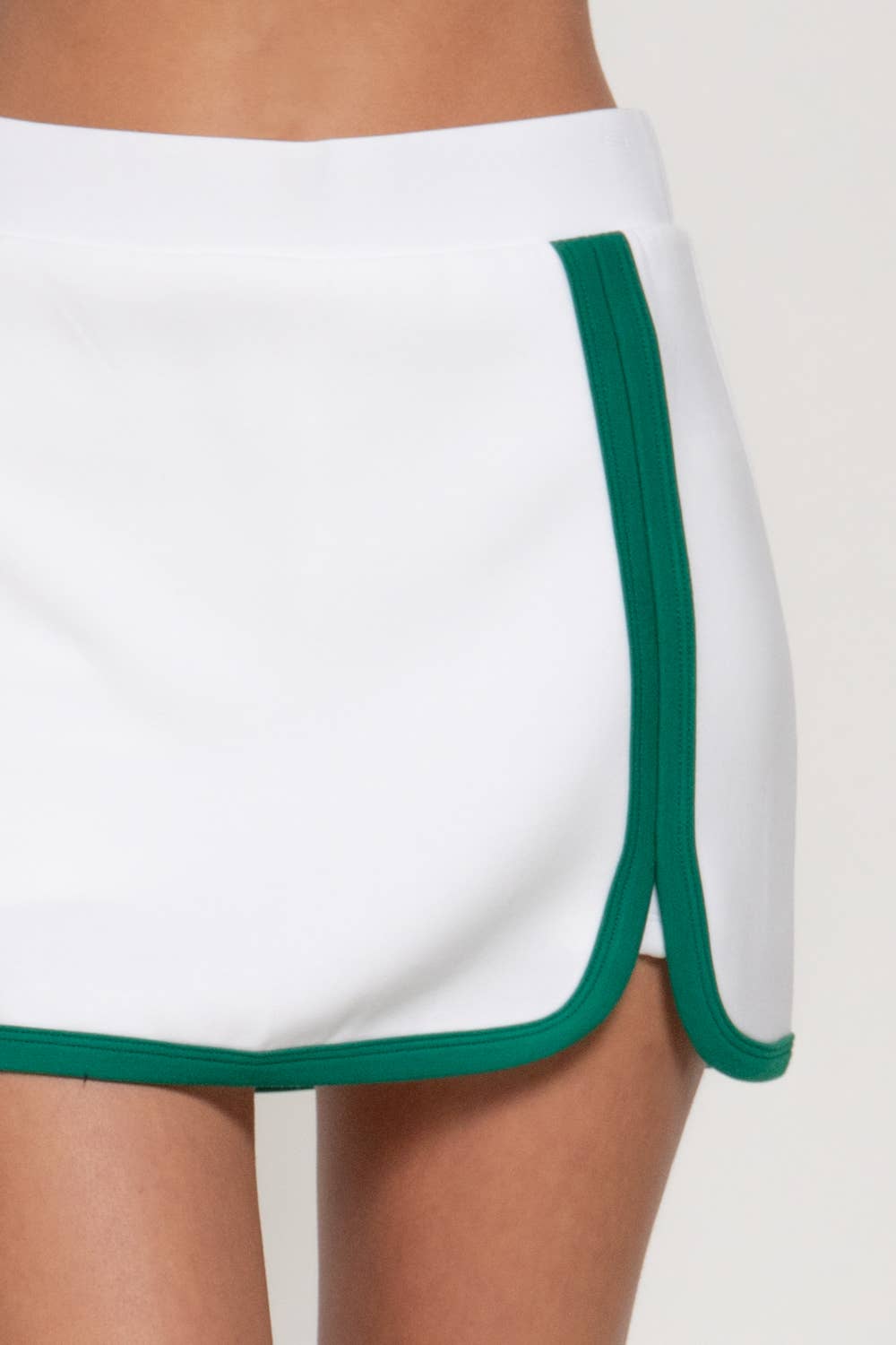 Elastic Waist Soft Scuba Mini Skirt with Inner Shorts