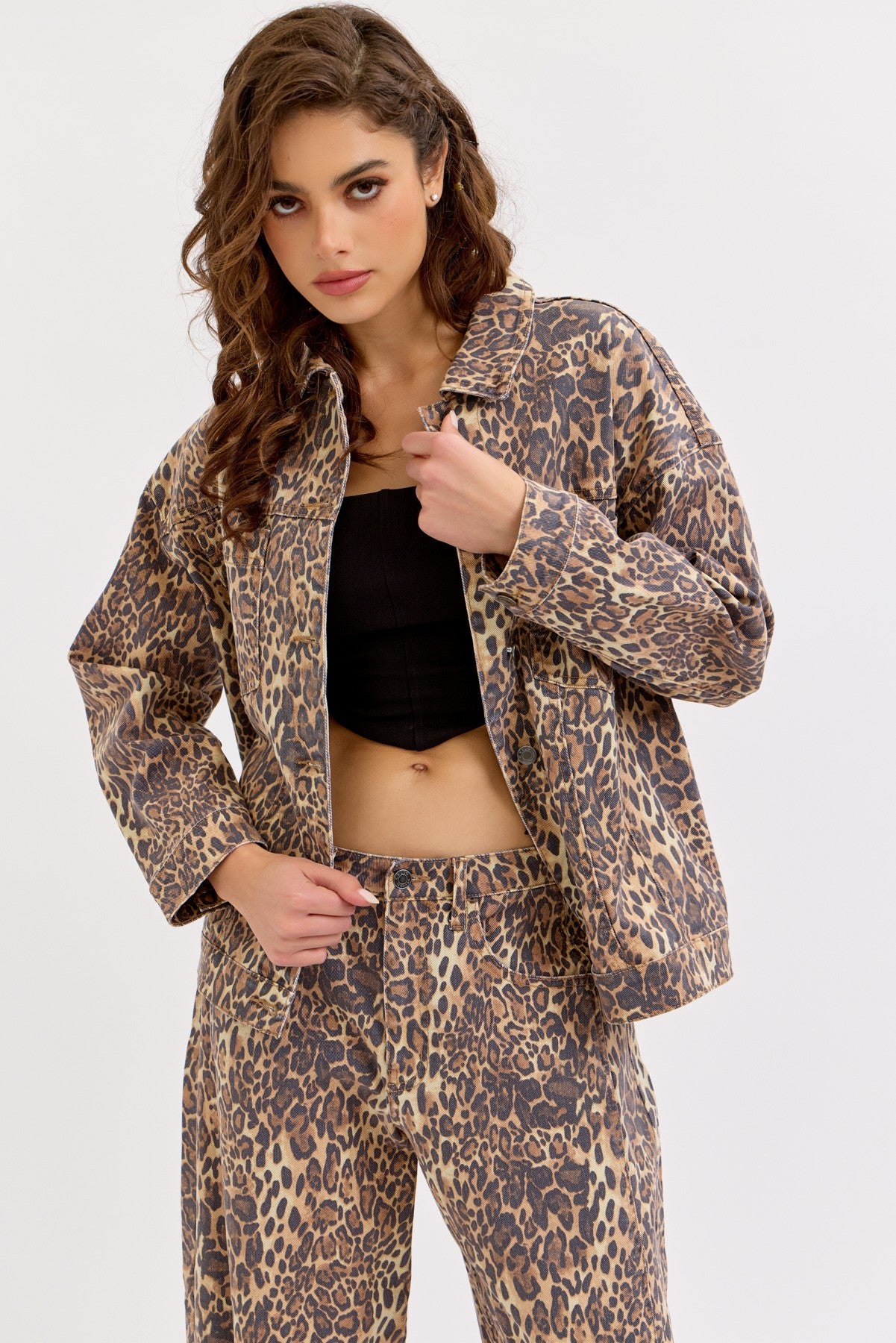 Leopard denim jacket