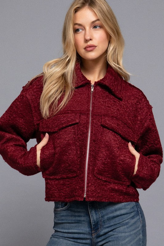 Burgundy boucle jacket